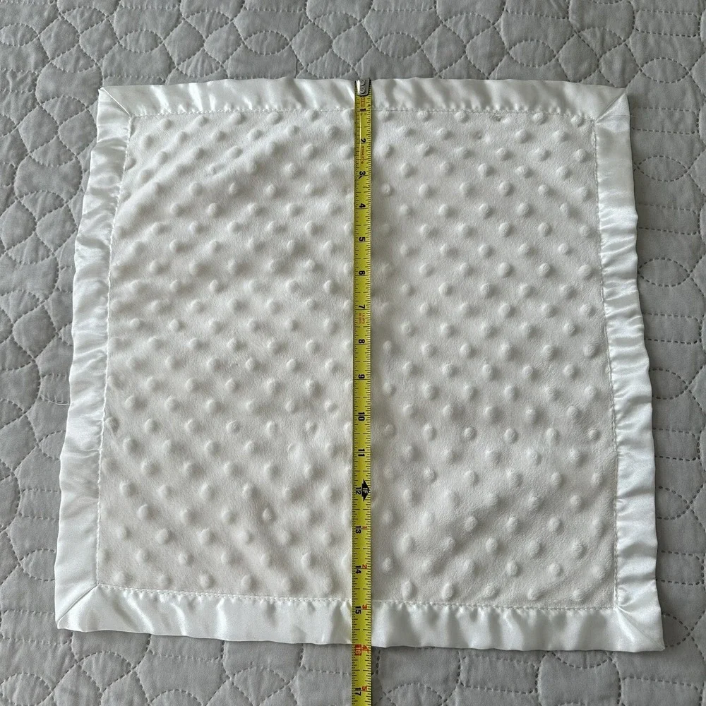 Bearington Ivory Cream Baby Blanket Minky Neutral Satin Trim Plush Lovey White
